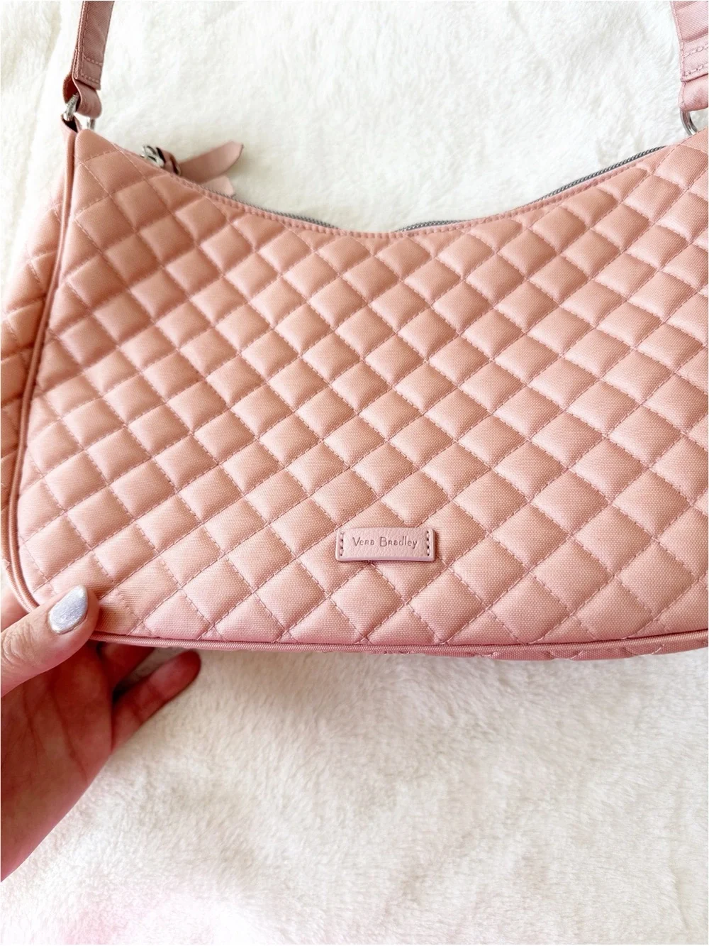 Vera Bradley pink Cotton Frannie Crescent Crossbody Purse Crossbody Purse